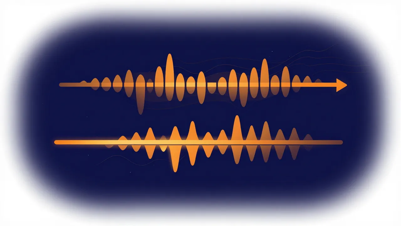 Flat illustration of two rows of beat bars slightly offset from each other, with an arrow nudging one row into phase alignment