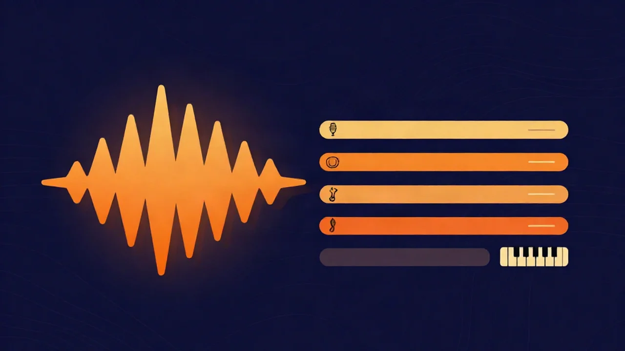 Free stem separation comparison showing vocals, drums, bass, and other stems split from one track