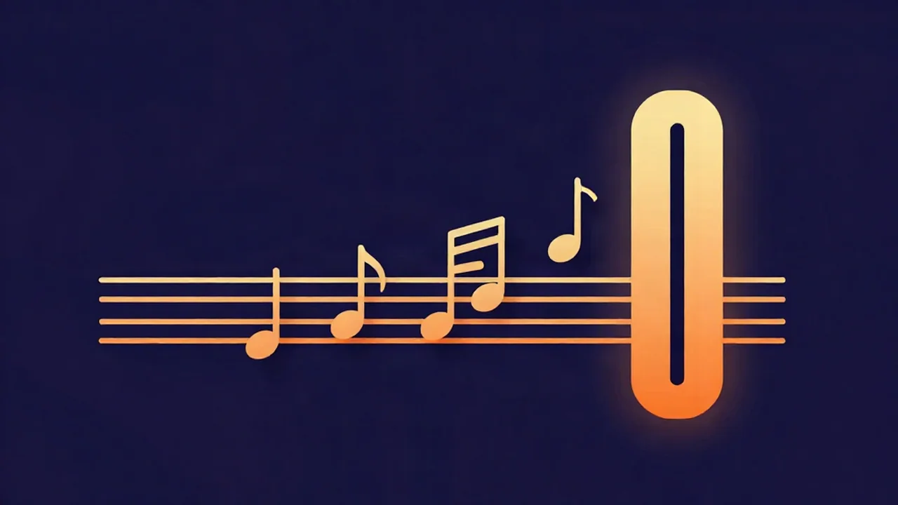 Musical notes rising on a staff beside a pitch slider, illustrating how to change a karaoke track's key