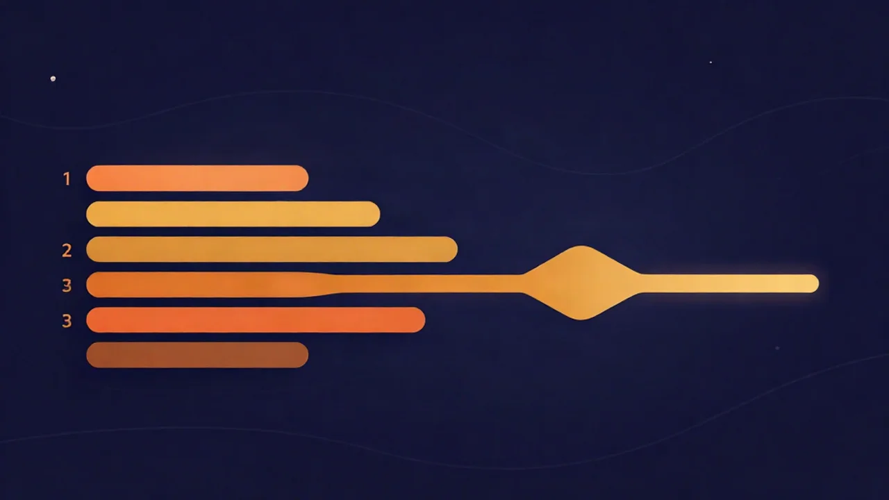 Flat illustration of several numbered audio tracks stacked in order and merged into one continuous waveform, showing how to combine songs into one file