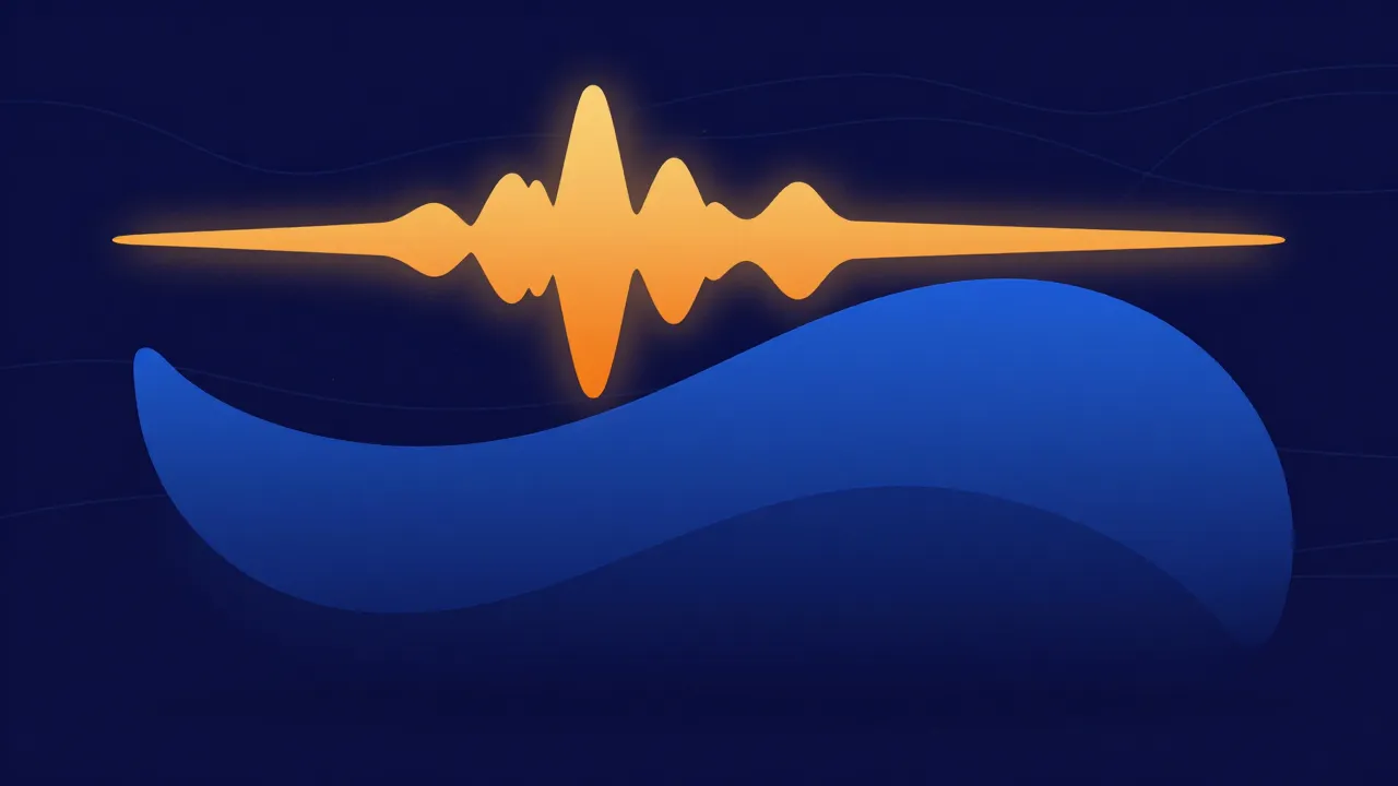 Flat illustration of a clean vocal waveform with a heavy low-frequency rumble beneath it being swept away by a rising curve, leaving clear space below the voice.