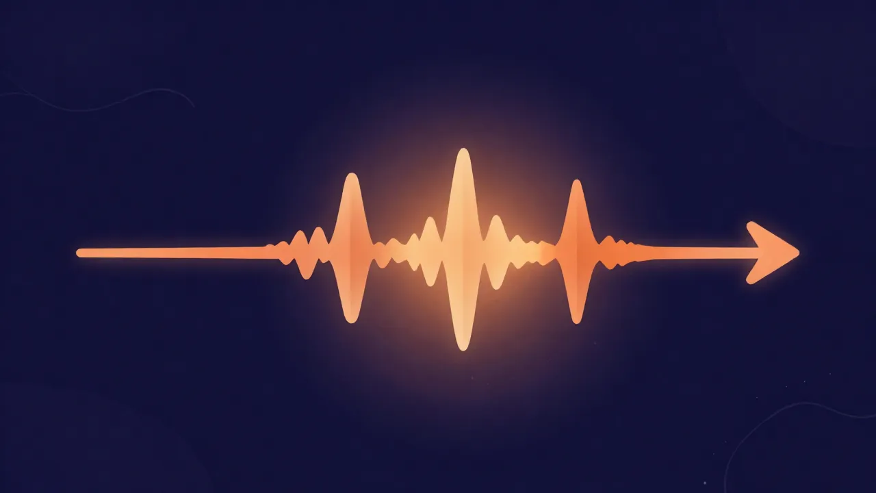 Flat illustration of a waveform with a curved reverse arrow looping around it, mirrored to suggest playing backwards